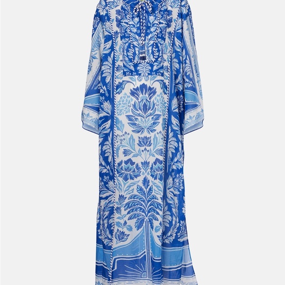 FARM Rio “My Theresa” Blue and White Floral Kaftan/Dress M NWT - Picture 5 of 10